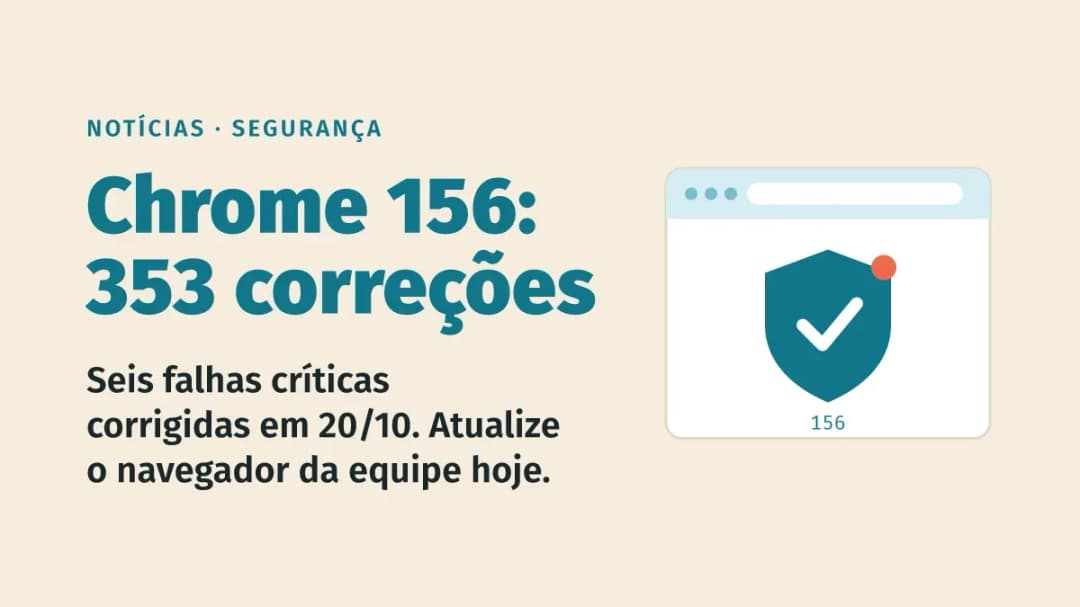 Chrome 156 corrige 353 falhas de segurança, 6 críticas: atualize o navegador da equipe