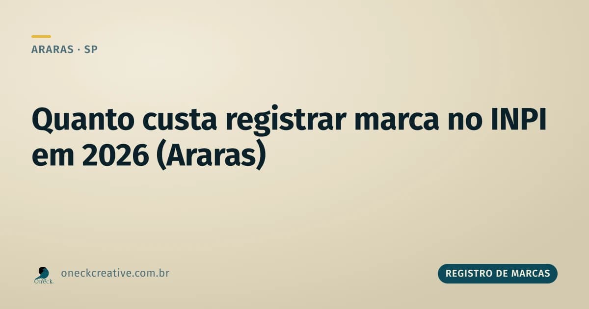 Quanto custa registrar uma marca no INPI em 2026, em Araras