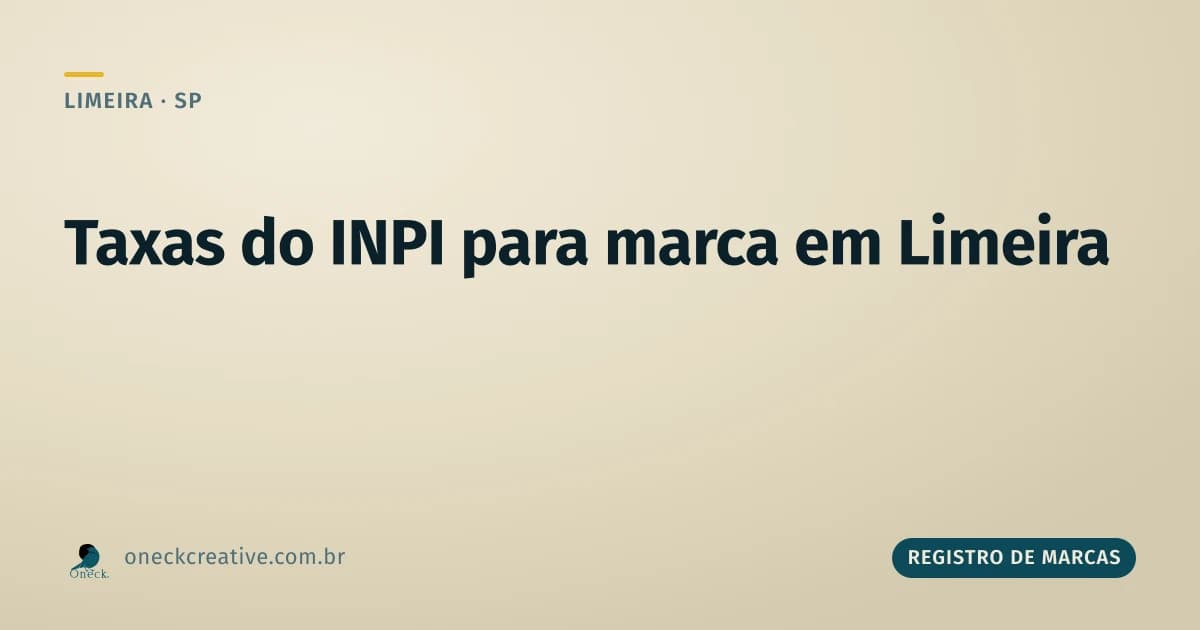 Quais são as taxas para registro de marca no INPI em Limeira