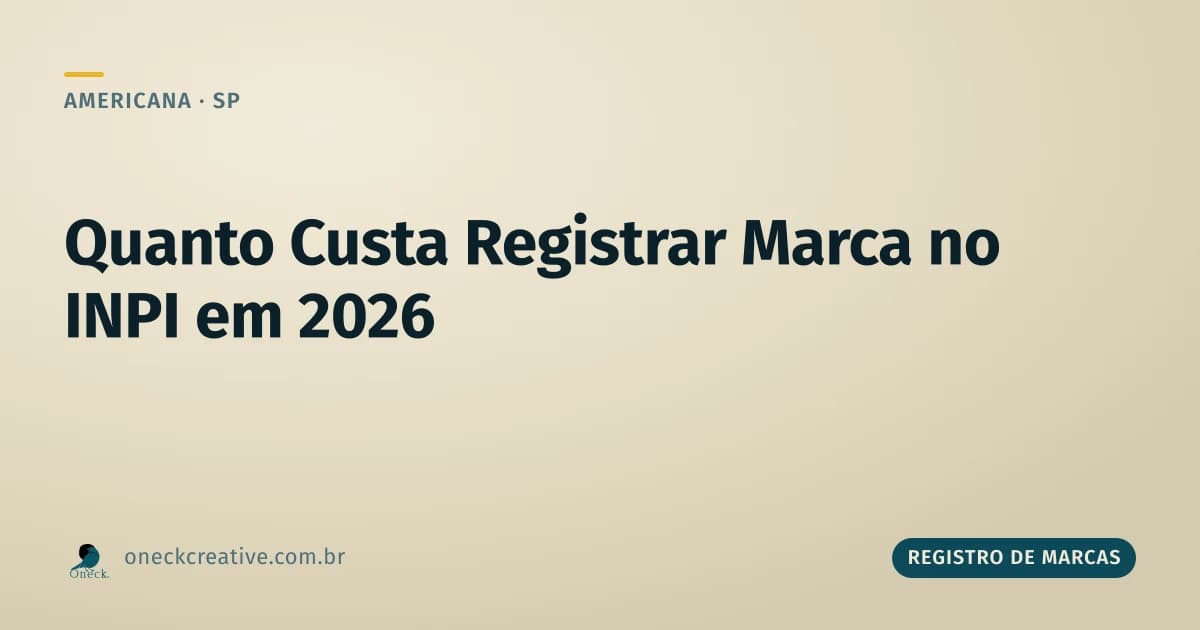 Quanto custa registrar uma marca no INPI em 2026, em Americana
