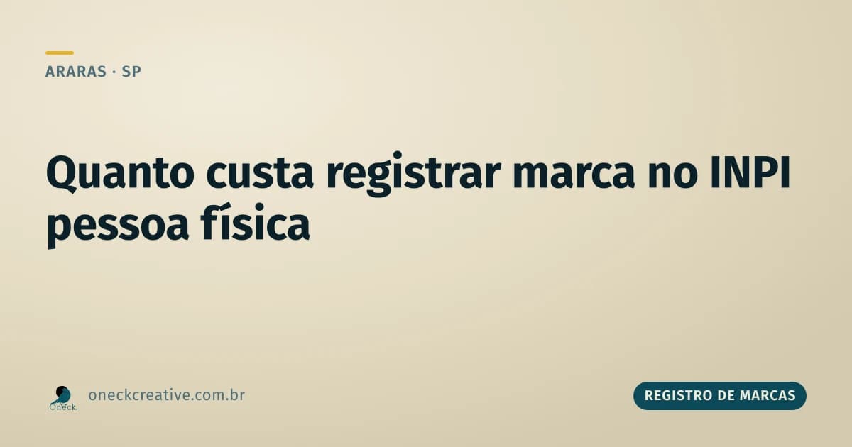 Quanto custa registrar uma marca no INPI para pessoa física, em Araras